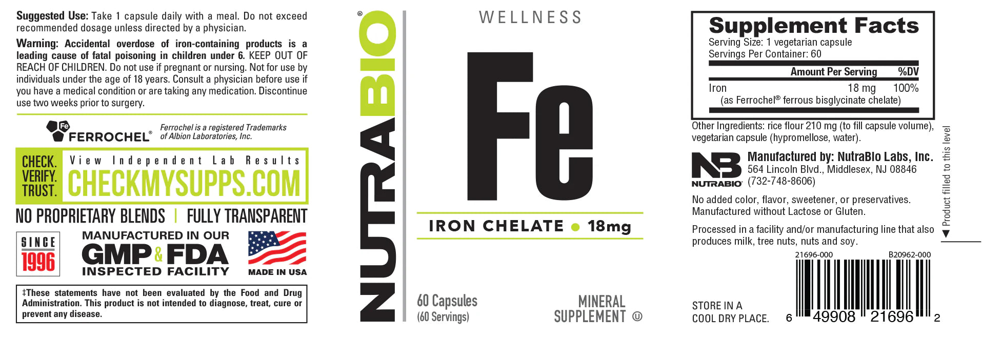 Nutra Bio | Fe Iron Chelate