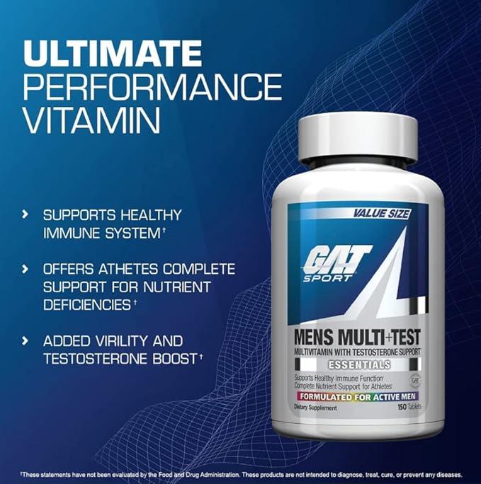 GAT Sport | Mens Multi+Test | Multivitamin with Testosterone Support | 60ct.