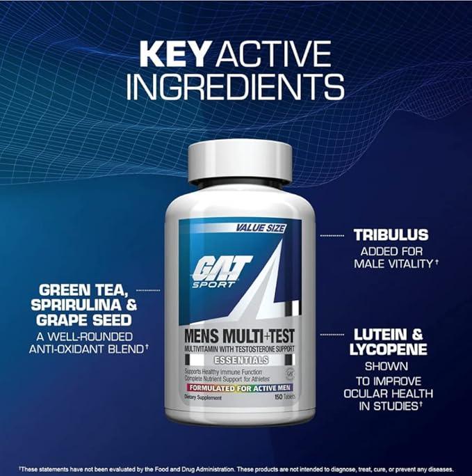 GAT Sport | Mens Multi+Test | Multivitamin with Testosterone Support | 60ct.