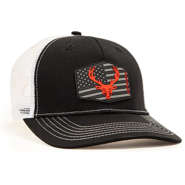Bucked Up |  Flag Patch Hat (Black/Red Logo)